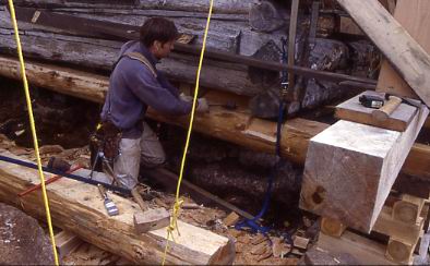 The first new log had to be carefully matched to the existing log.